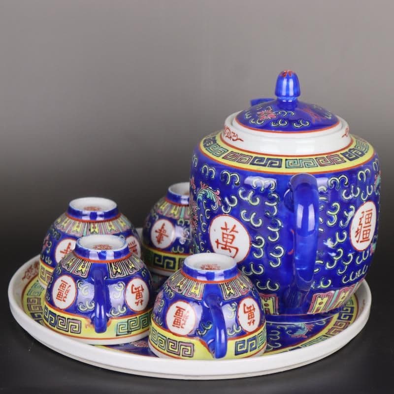中国 景徳鎮「萬壽無疆」蓋付き スープ鉢シュガーポット大鉢 茶釜