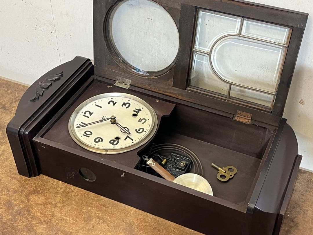 希少」昭和レトロ Meijiゼンマイ時計 オキュパイドジャパン 掛時計 古時計