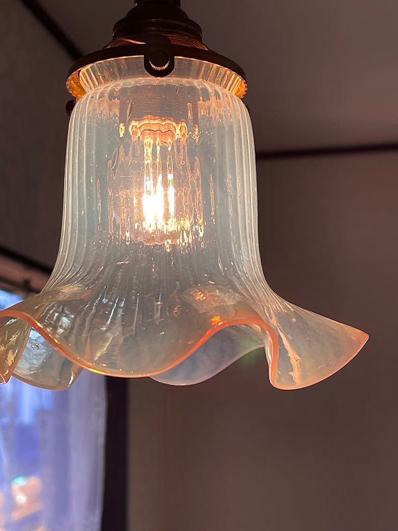 アンティーク オパールセント ランプシェード 】フランス 2コセット