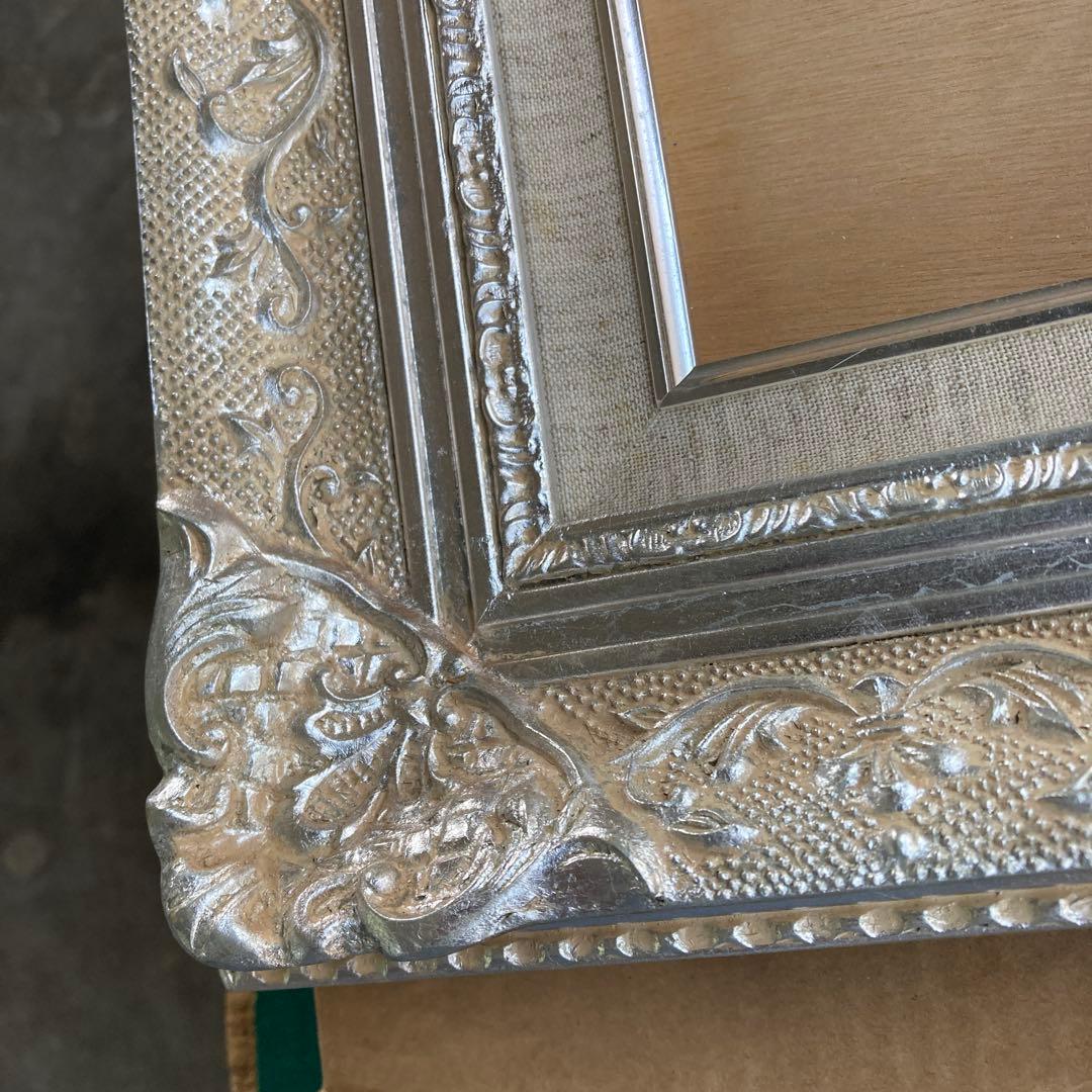 銀河堂 総葉型 P8号 油彩額縁 銀色 シルバーフレーム アートフレーム