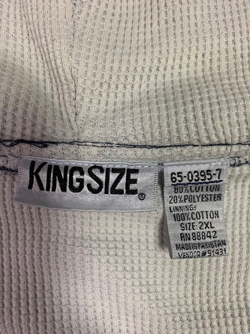 80sUSA KING SIZE裏サーマルパーカーXXLダブルフェイス紺ワッフル