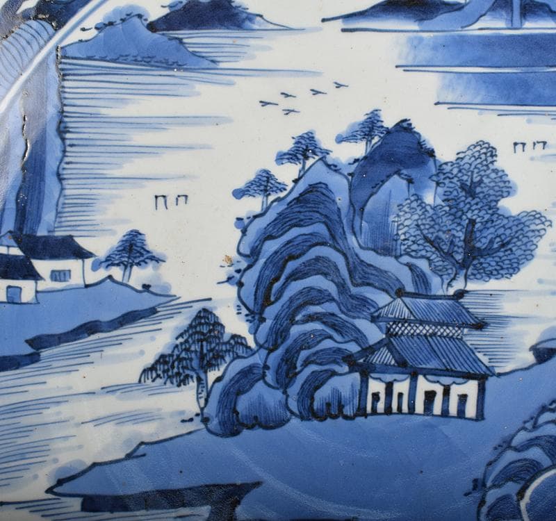 伊万里焼　古伊万里　山水文大皿　飾皿　直径40cm V　R3581C