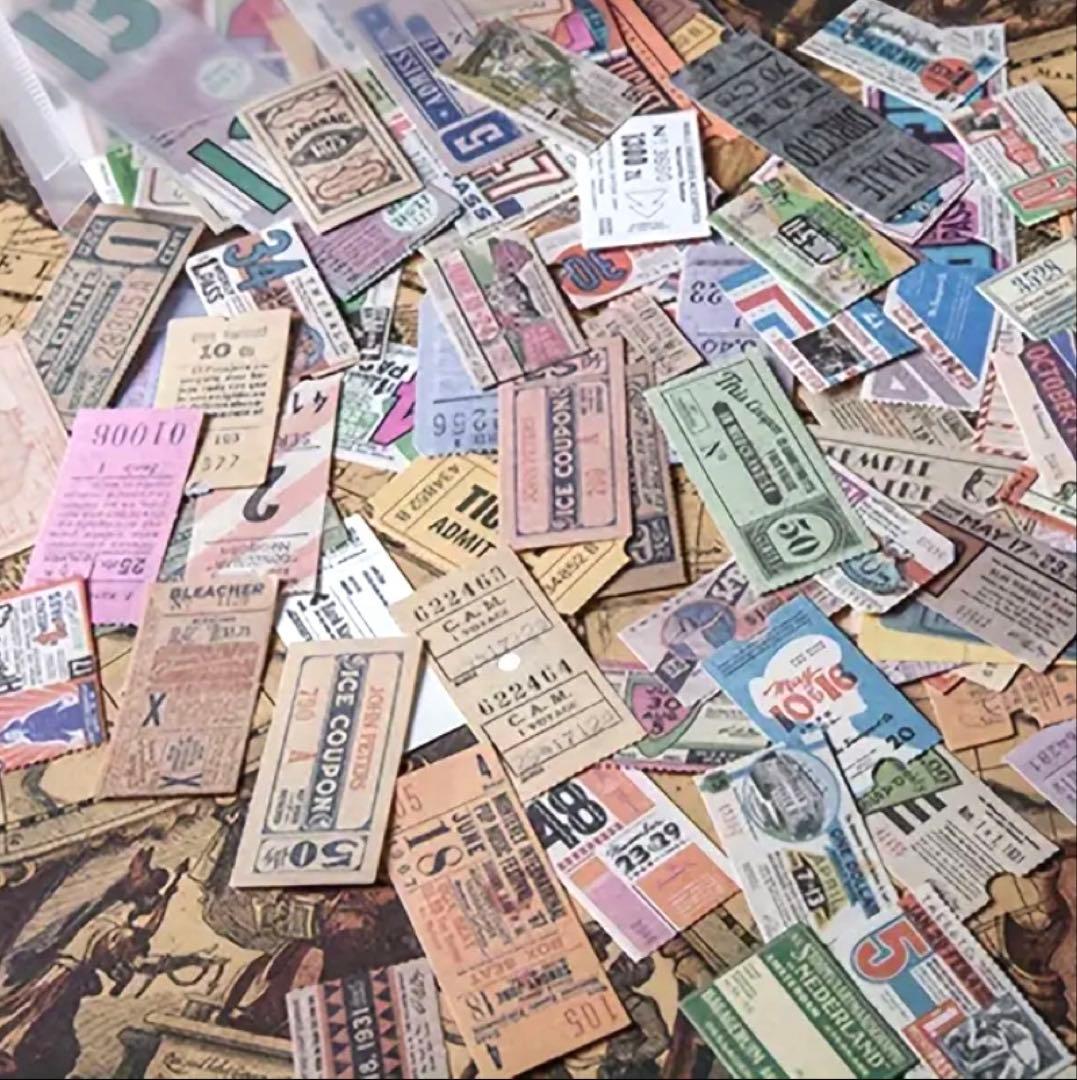 コラージュ素材 ビンテージチケット風デザインペーパー30枚 - メルカリ