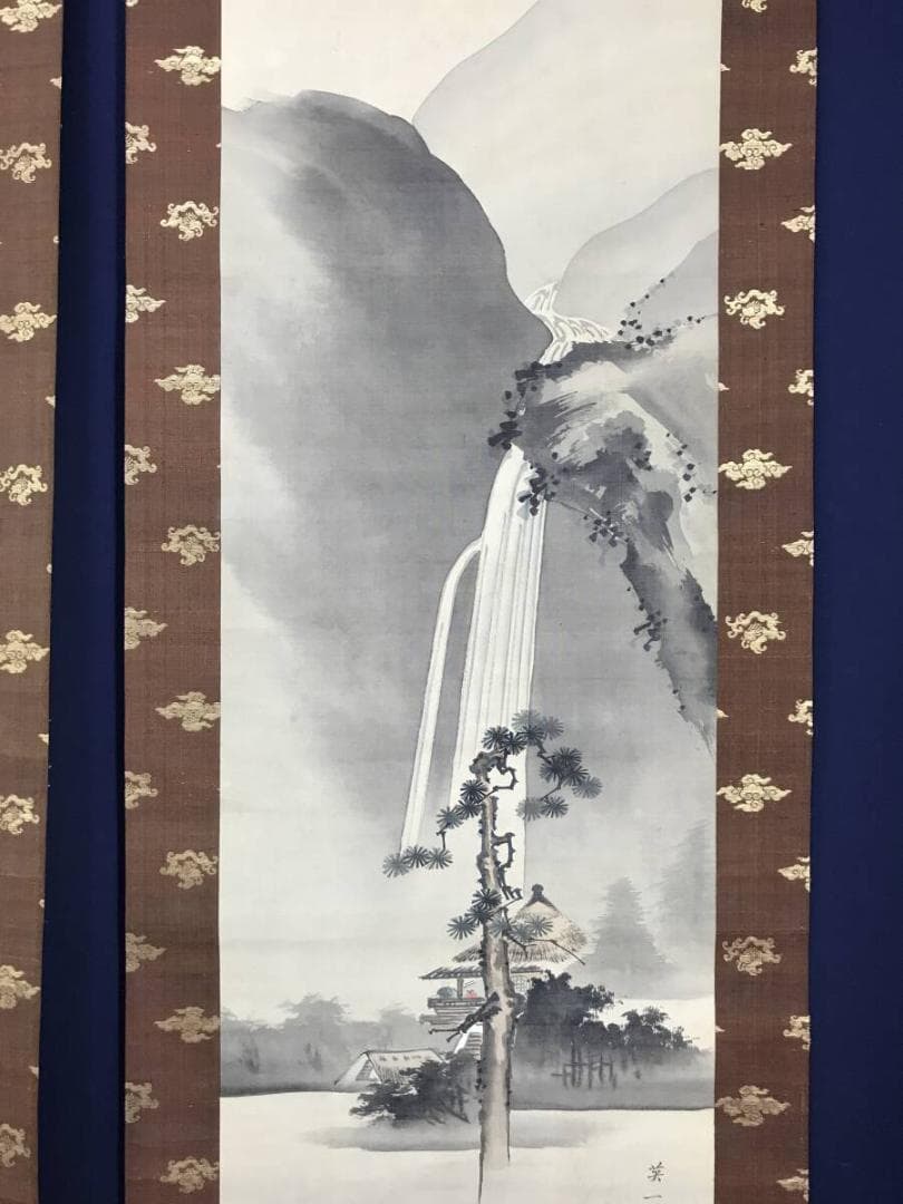 模写/英一蝶/東方朔図/桃仙人図/山水人物図/三幅対/掛軸☆宝船☆AH-692