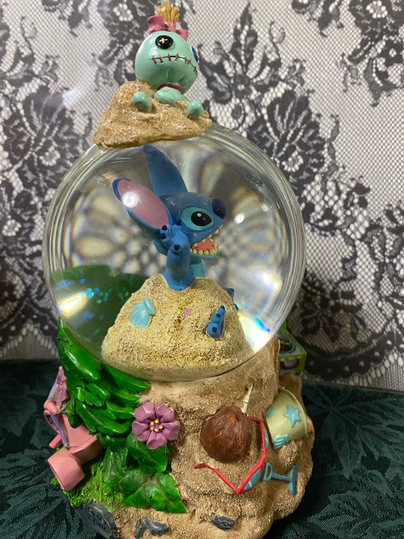 海外ディズニー　スティッチ　オルゴール　スノードーム　スノーグローブ