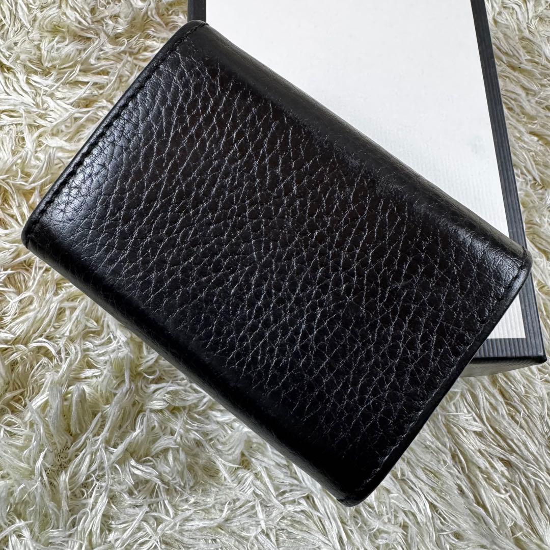 美品✨グッチ 三つ折り財布 マーモント 黒 レザー 付属品完備 523777
