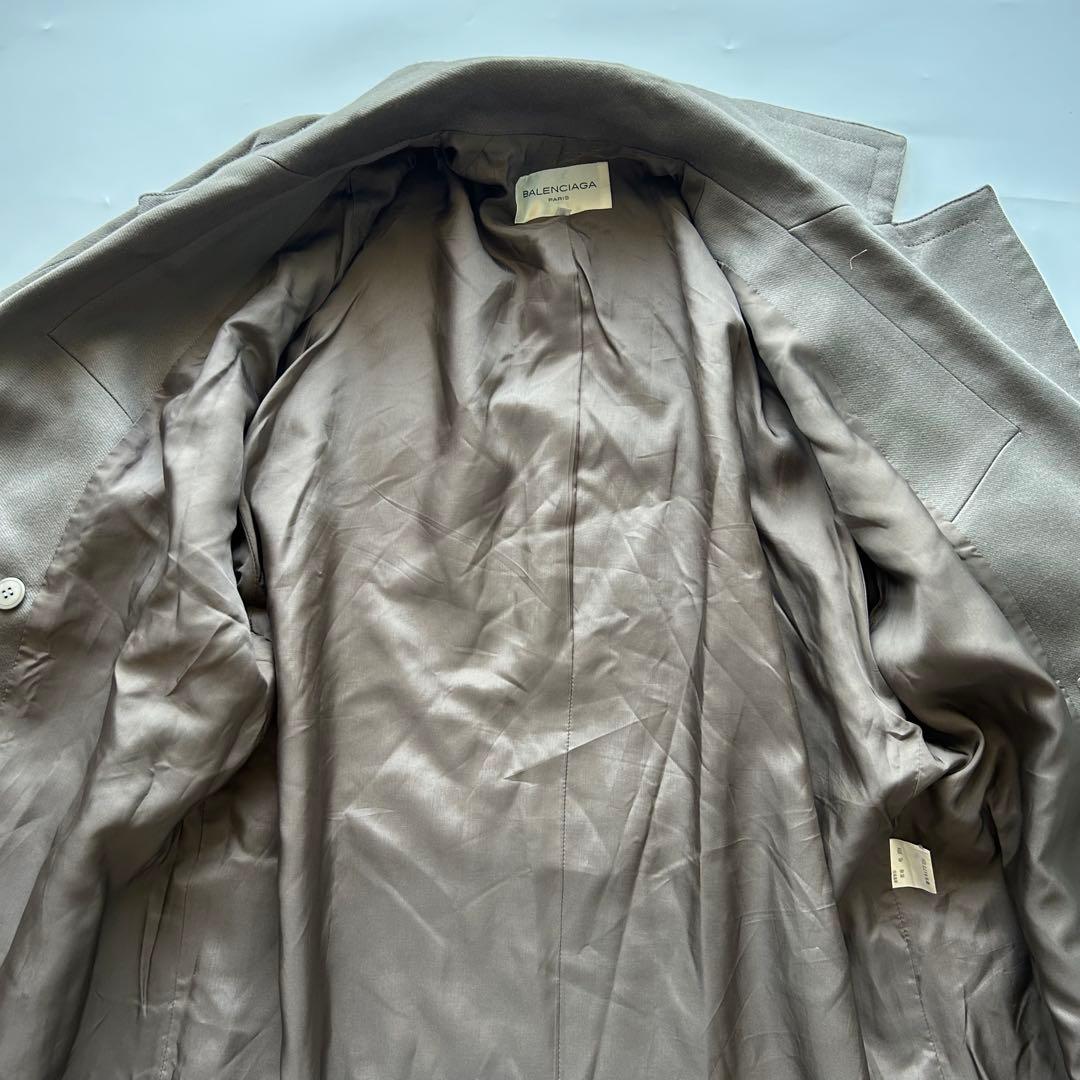 バレンシアガ チェスターコート ヴィンテージ 金ボタン ロング グレー