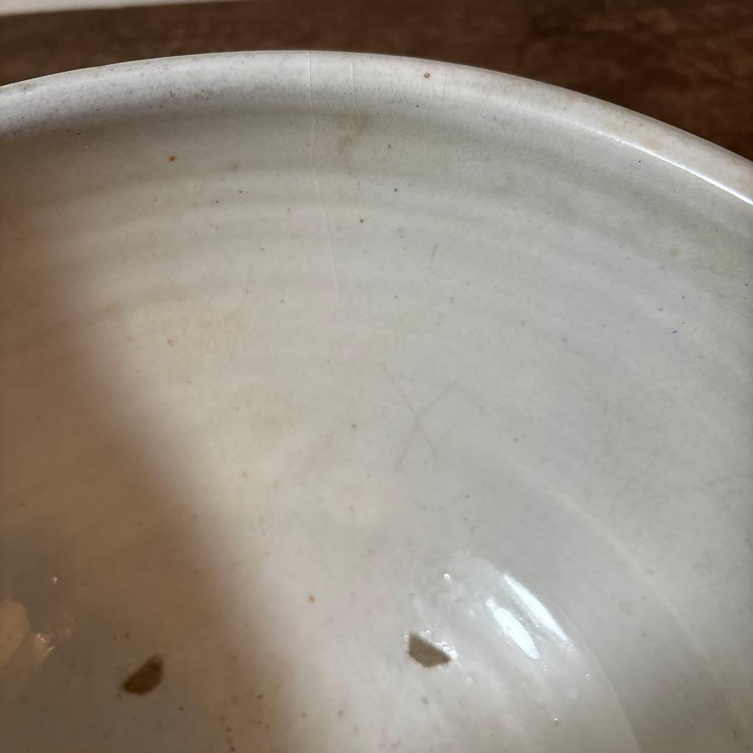 東北民窯　平清水焼　大鉢　白釉　花器　白磁　アンティーク　骨董　古美術　李朝