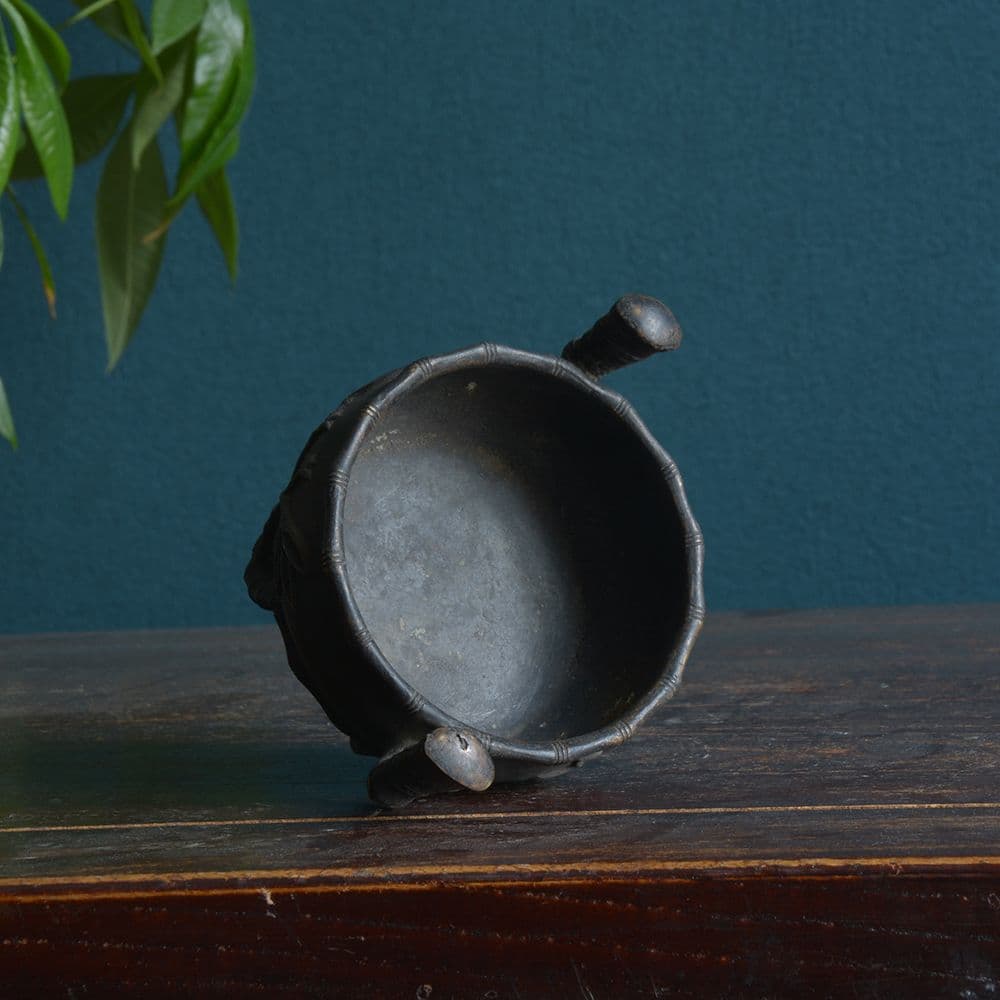 銅炉 香炉【福地洞天】 三足竹節紋香炉 宣徳炉 茶道香道具 工芸品 置物