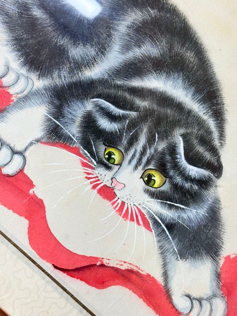 猫 挿絵 額 絵画 中国美術 額