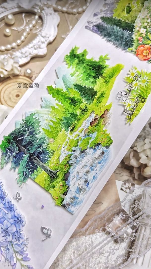 8573】海外 マステ 5m巻売り PETマスキングテープ 夏景色