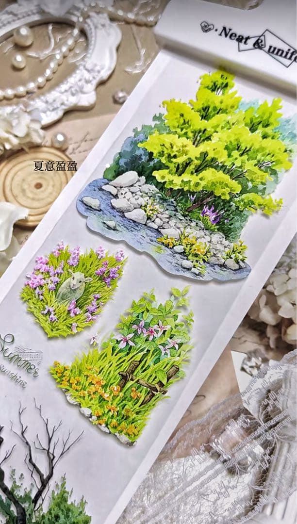 8573】海外 マステ 5m巻売り PETマスキングテープ 夏景色