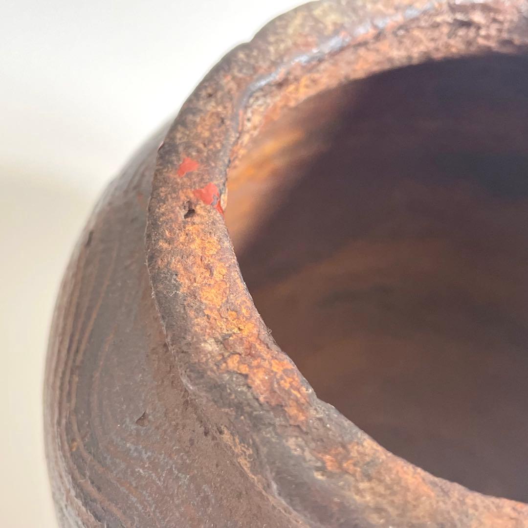 南蛮？ 櫛目波状文壺 ニュウ多い 状態考慮 検）古備前 古信楽 お歯黒壺