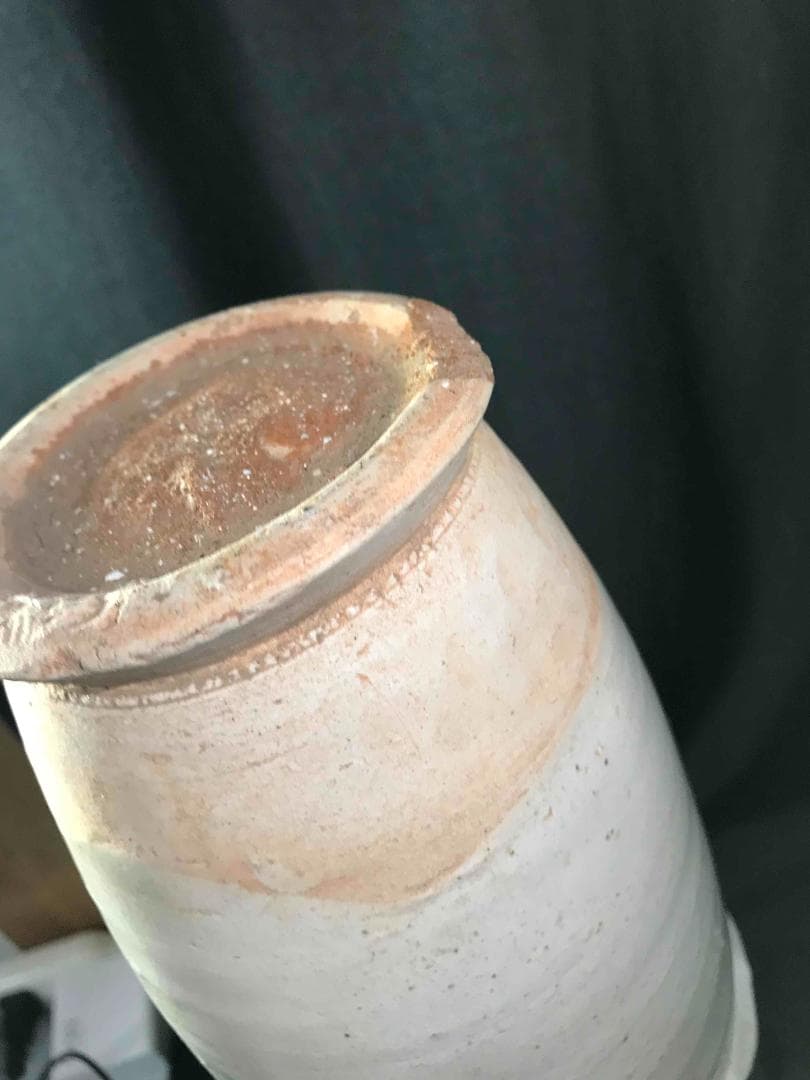 漢時代 白磁貼塑人佣龍文魂大瓶 花瓶 唐物 古賞物