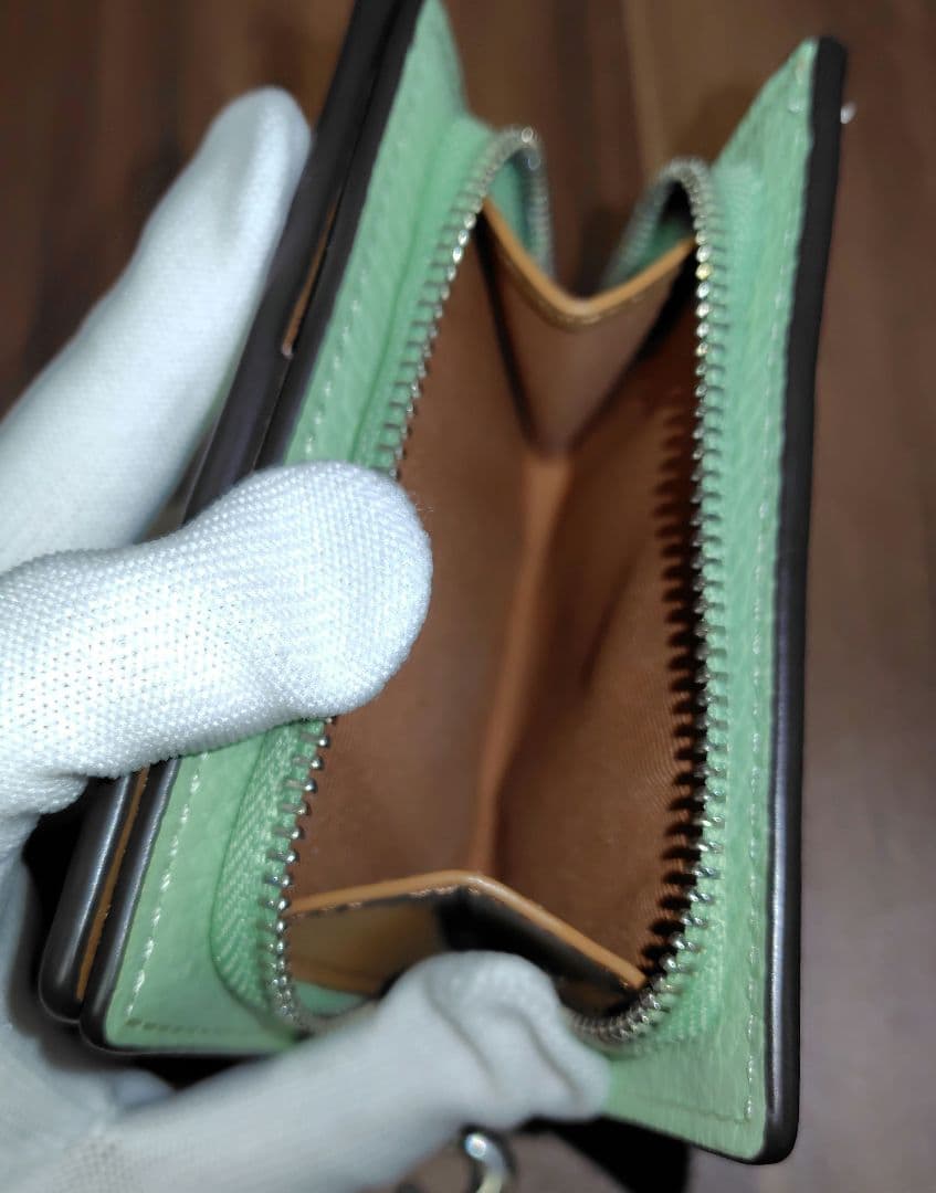 【希少】美品 COACH ピスタチオ 二つ折り財布　ミニ財布