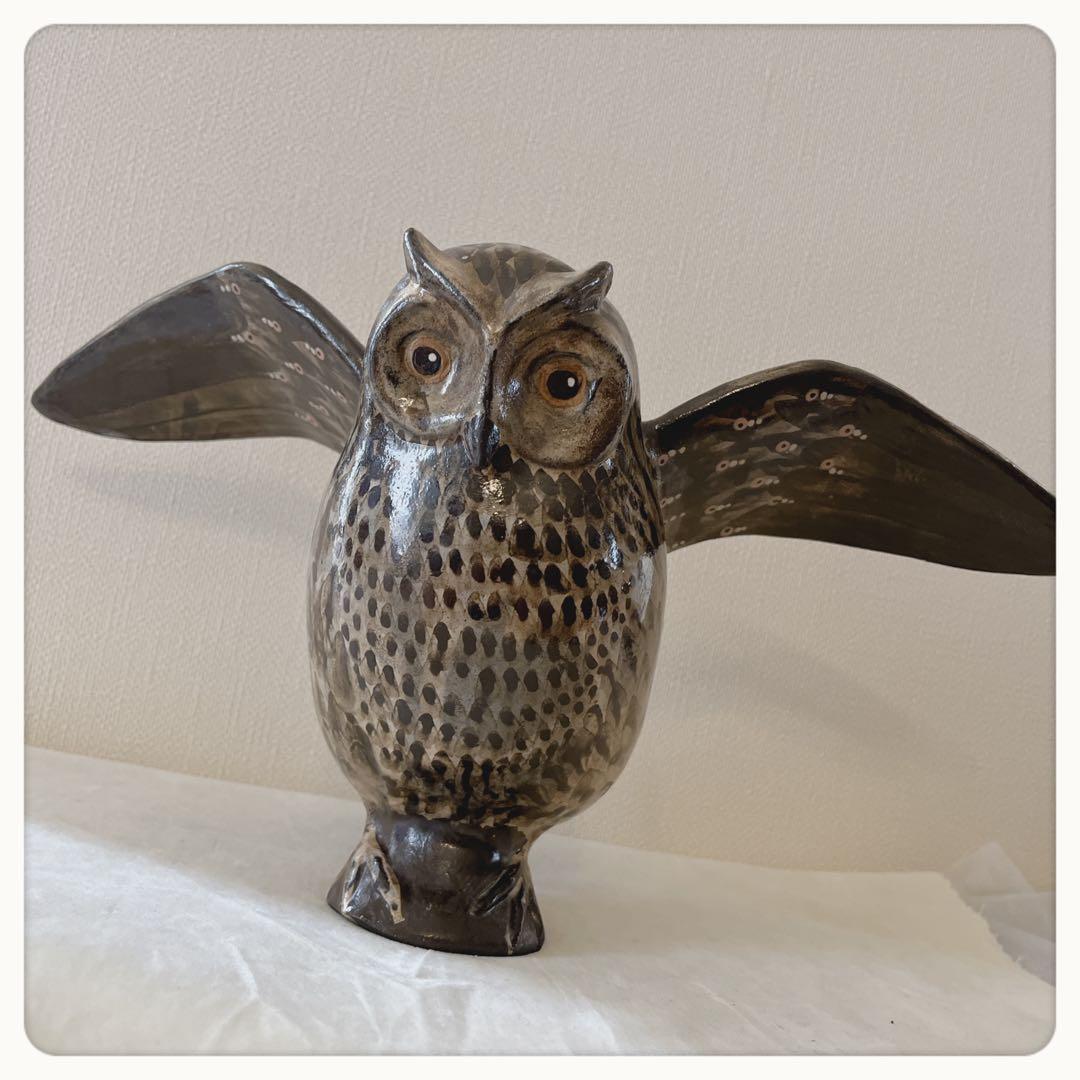 フクロウ オブジェ ハンドメイド陶器 スイスJacob Gelzer - メルカリ