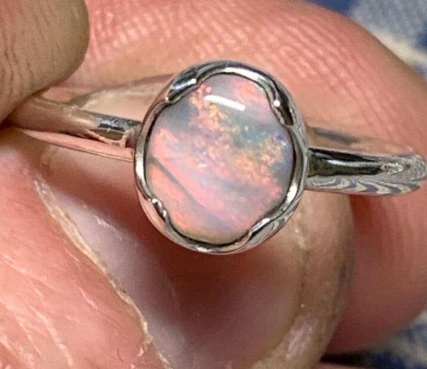 他人祭♡極ネオン　ライトニングリッジ産セミブラックピクチャーオパール　925SV