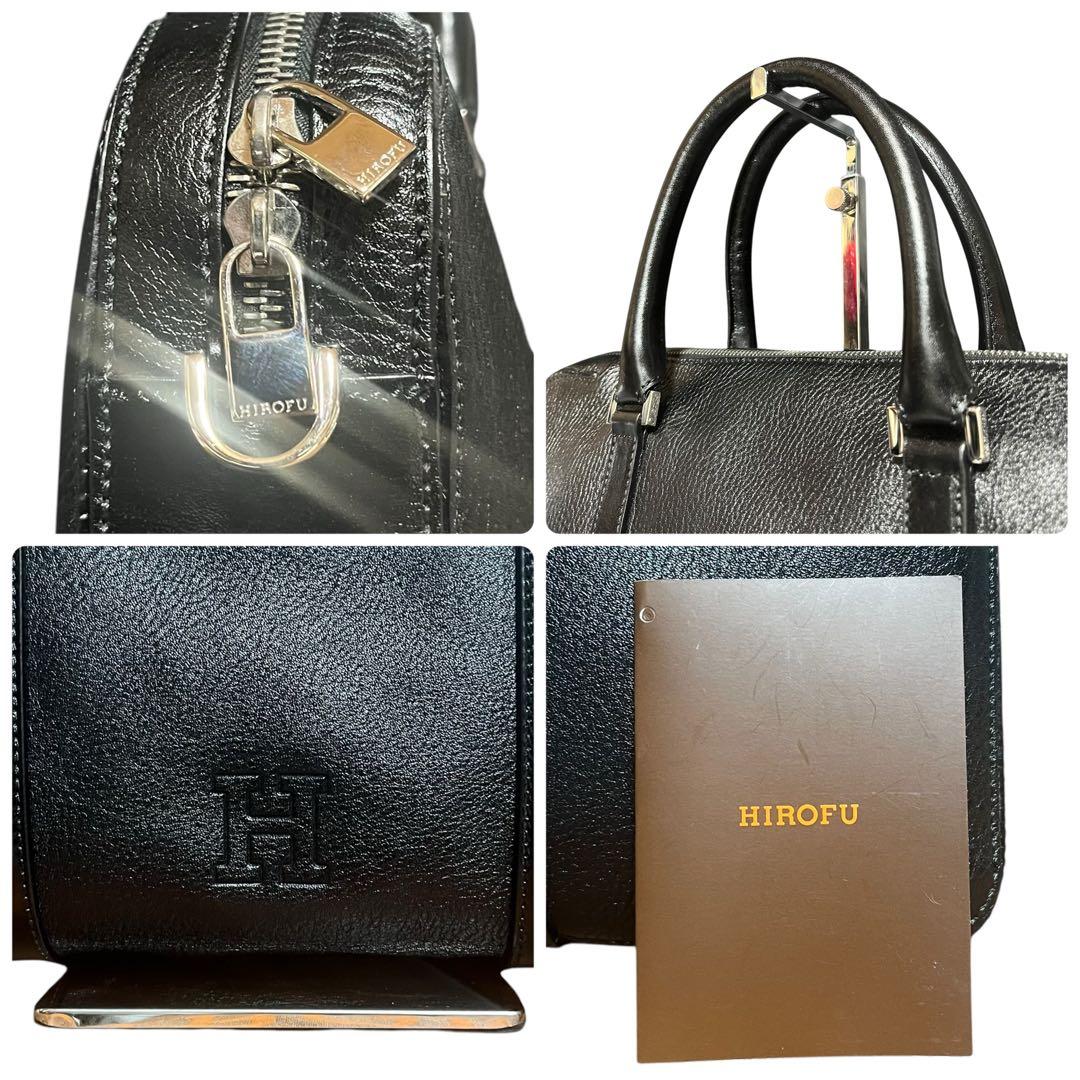 【未使用✨】ヒロフ Hロゴ ビジネスバッグ ハンドバッグ シボ革 レザー 黒色