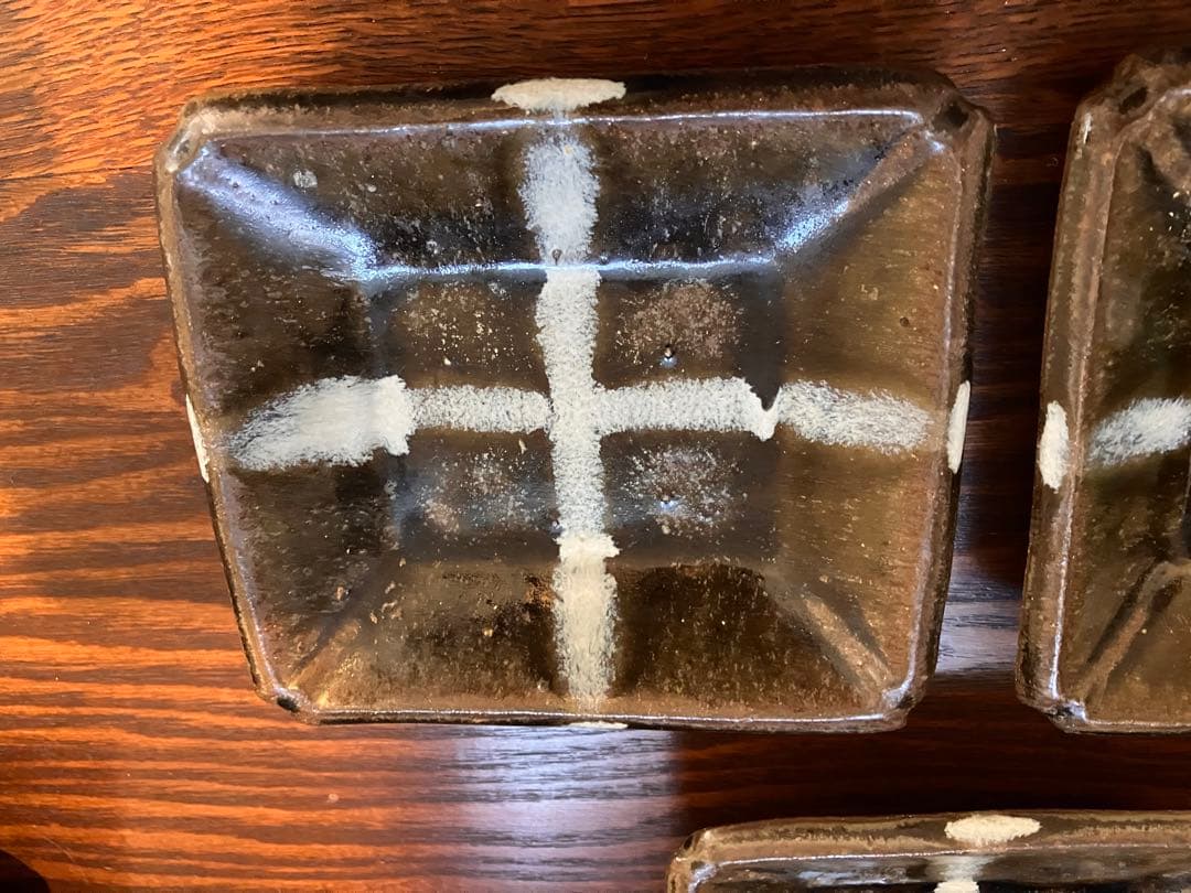 生田和孝丹波焼 緑釉四方角小皿3客 河井寛次郎 弟子 民藝