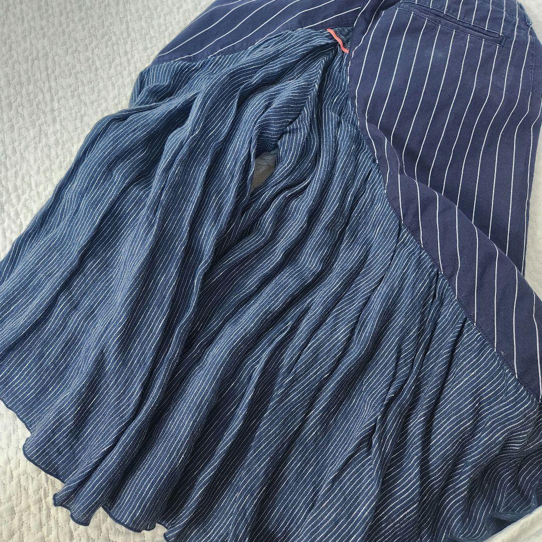 KAPITAL オーロラパンツ ガウチョパンツ ハーフ 藍色 ヒッコリー