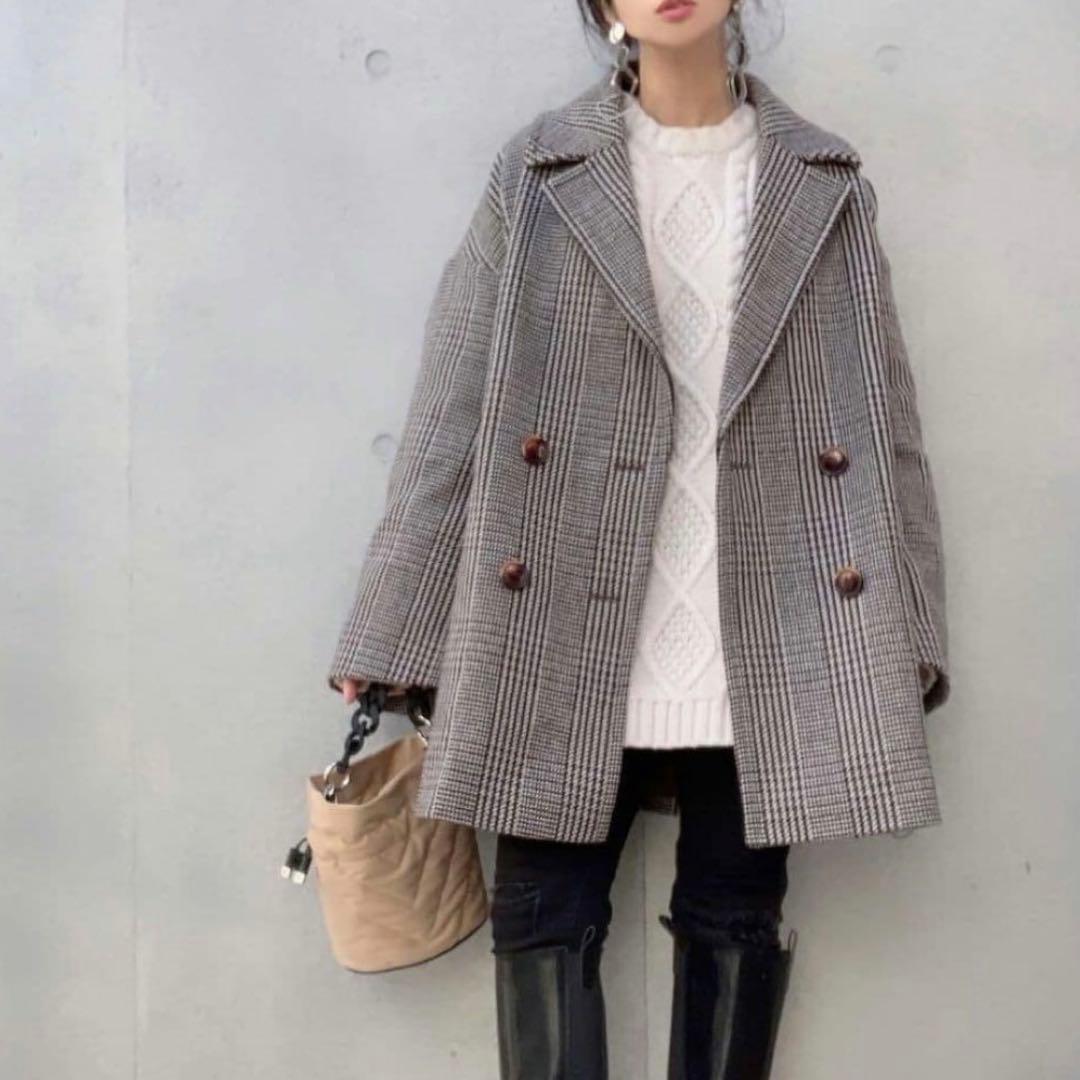 美品】ジャーナルスタンダードレリューム ダブルカラーチェックコート