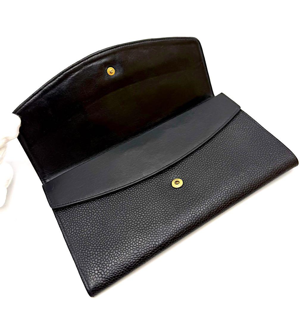 シャネル 二つ折り キャビアスキン デカココ 財布