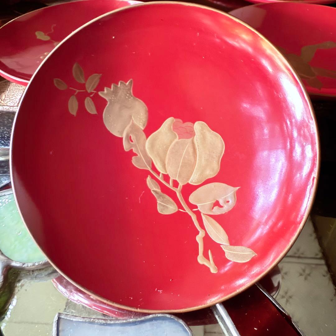 新春特別価格 ‼️高蒔絵『木の実』絵がわり引盃18客➕1プレゼント桐箱入茶道具