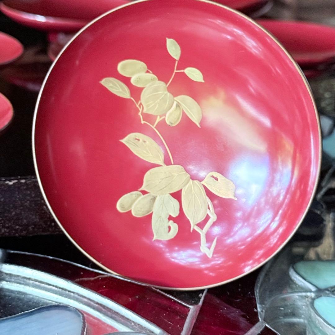 新春特別価格 ‼️高蒔絵『木の実』絵がわり引盃18客➕1プレゼント桐箱入茶道具