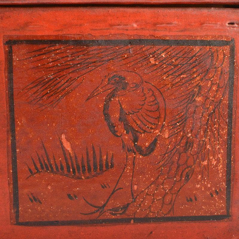 中国　漆塗　花鳥図　印材箱　小物入　C　R6454