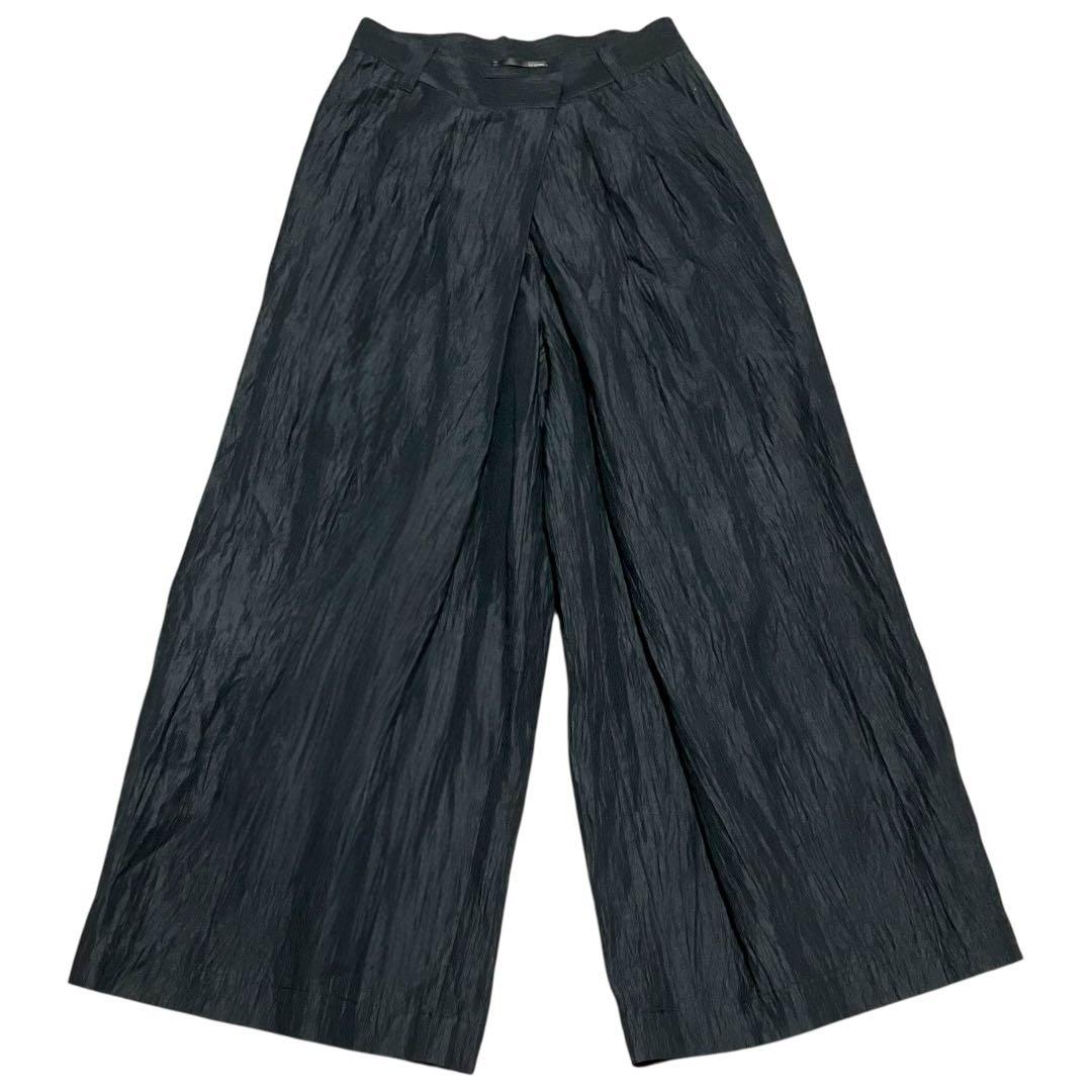 名作】ル・ピボット リネン ワイド タックパンツ シワ加工 ガウチョ