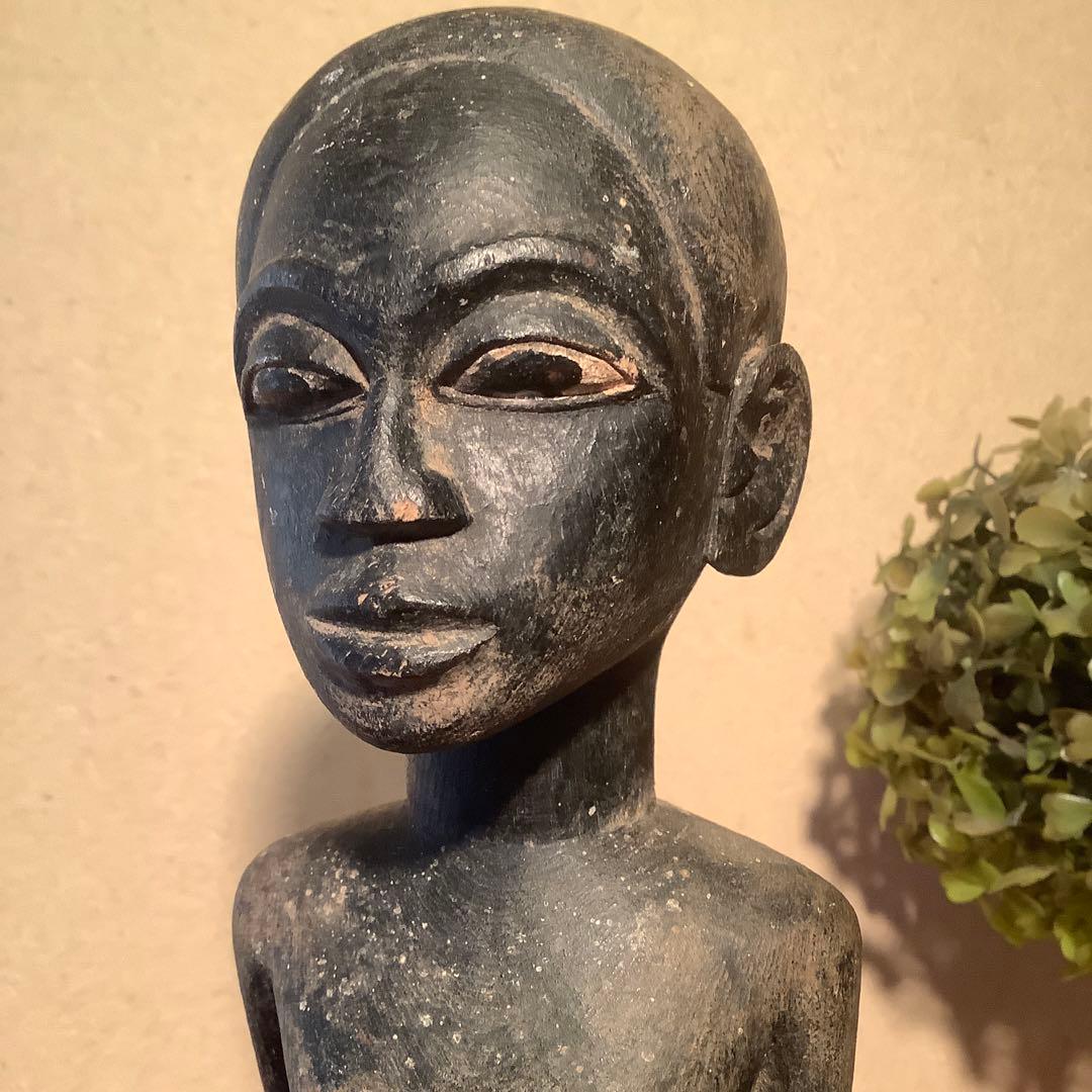 19世紀・コートジボワール「木彫・少年像」アフリカ・民族人形・コロン