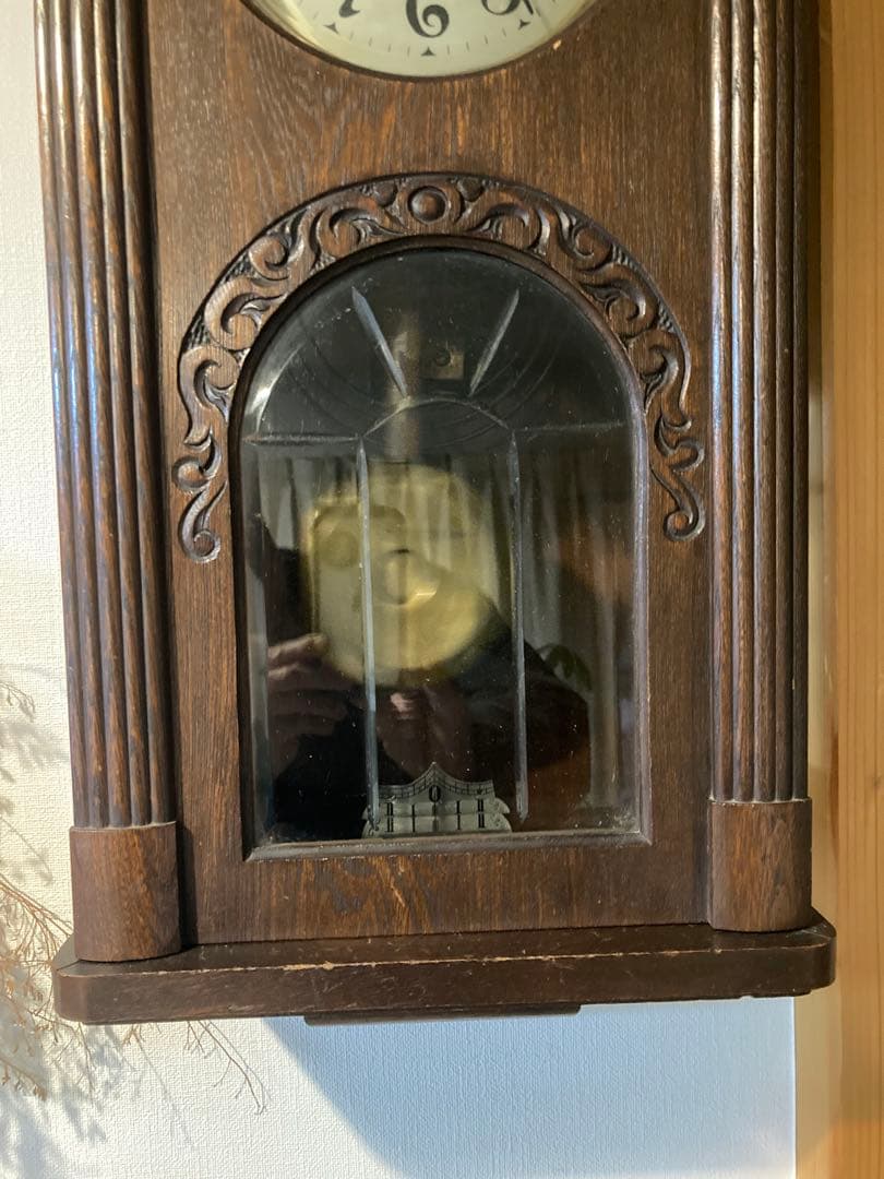 昭和レトロ　愛知時計 ゼンマイ式振り子時計 稼働品　3面ガラス