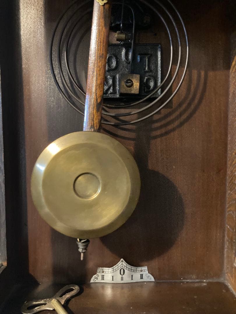 昭和レトロ　愛知時計 ゼンマイ式振り子時計 稼働品　3面ガラス