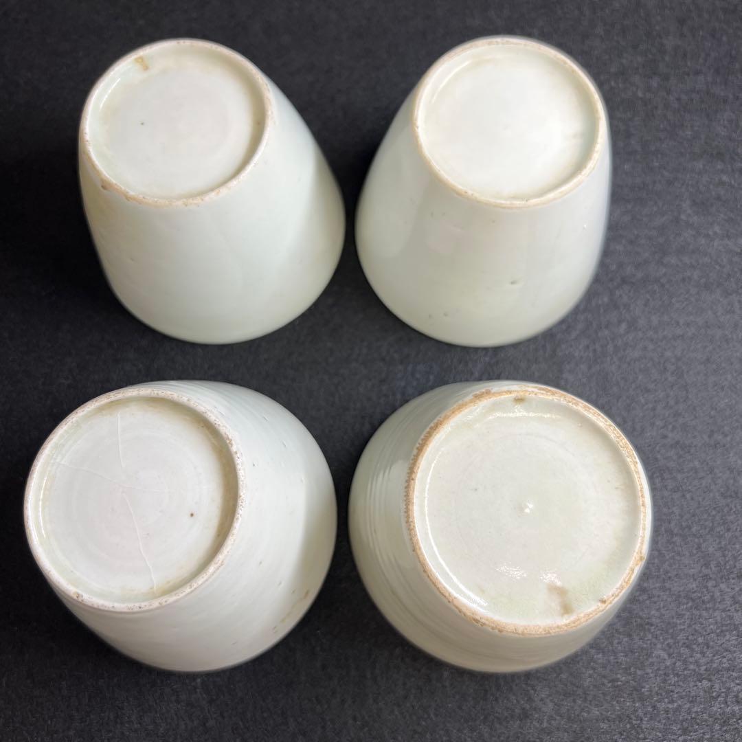 江戸中期 古伊万里白磁そば猪口7客 口径約7.5㎝ 東Y8-0116