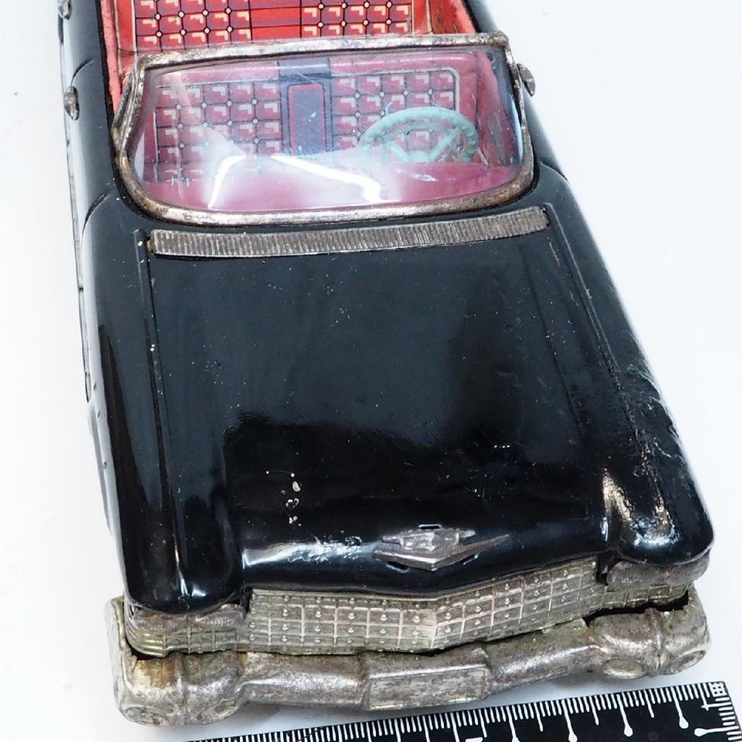 萬代屋 60sキャデラック コンバーチブル大 黒リペイントtinブリキcar箱無