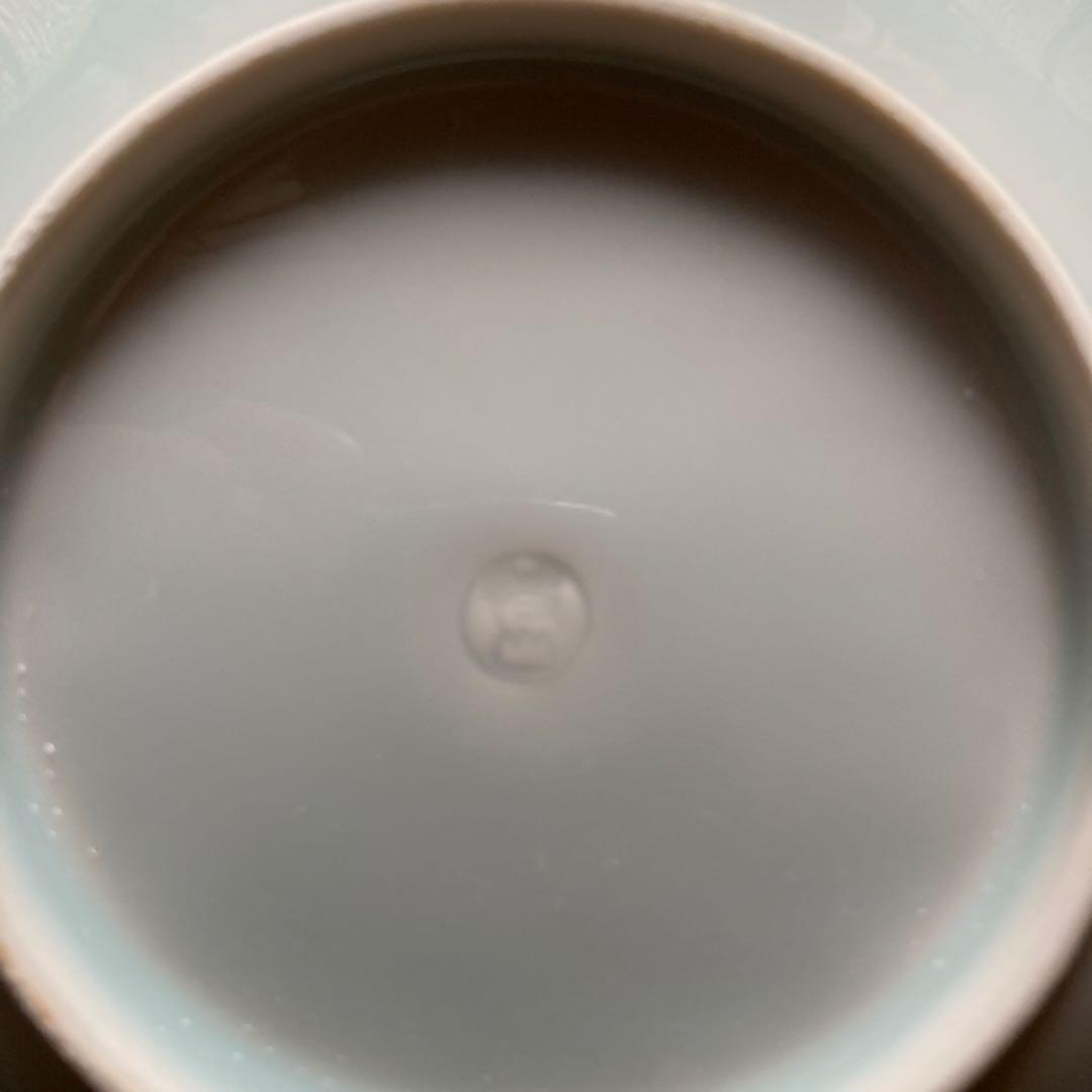 人間国宝重要無形文化財　塚本快示　青白磁銘々皿5客　快山窯　13.3×2.2CM