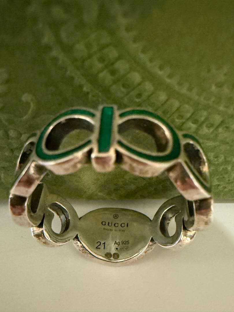 GUCCI グッチ リング指輪green silver 21号
