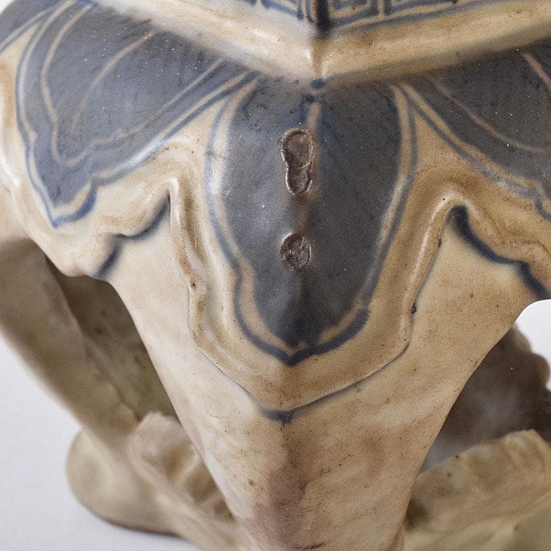 中国 青花 雷文 犬摘 四方香炉 時代箱付 M R8380