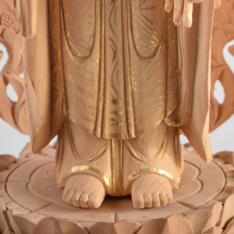 仏教美術 柘植彫刻 西立弥陀像 仏像 華鬘台 C 8845 仏像 台