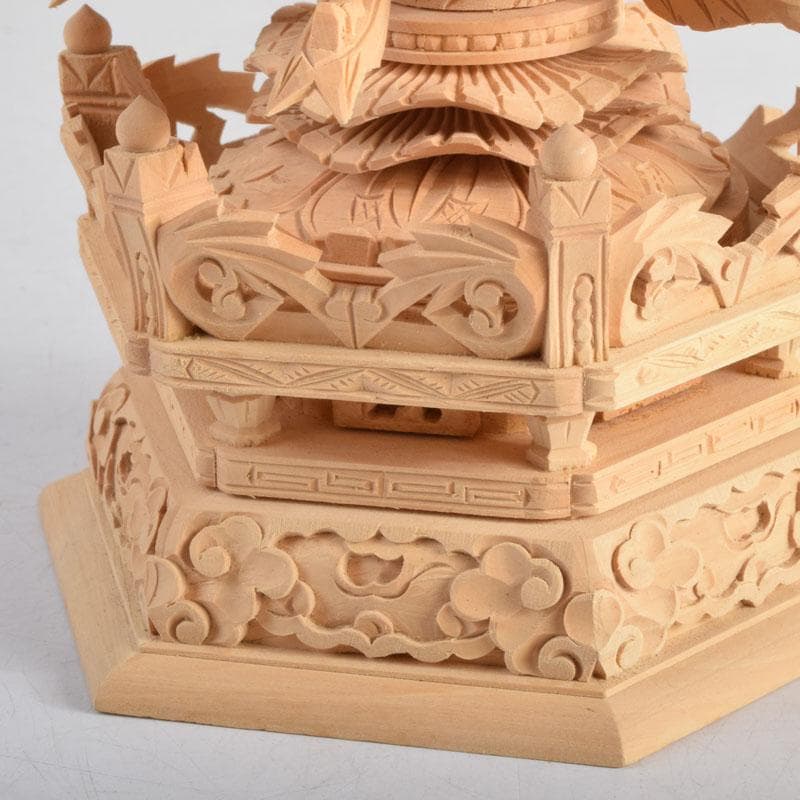 仏教美術 柘植彫刻 西立弥陀像 仏像 華鬘台 C 8845 仏像 台