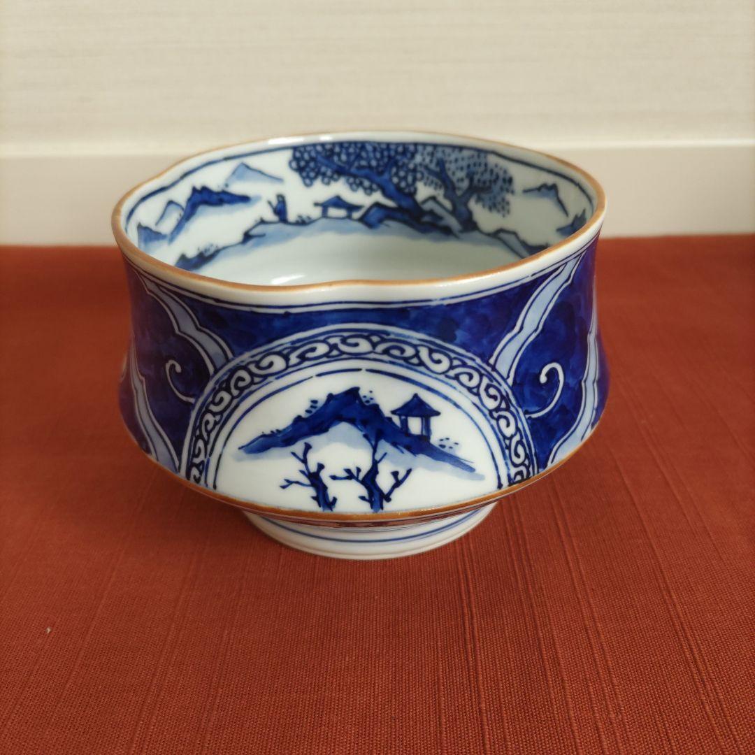 2860 薩摩焼色絵金彩 牡丹 百花之図 茶碗