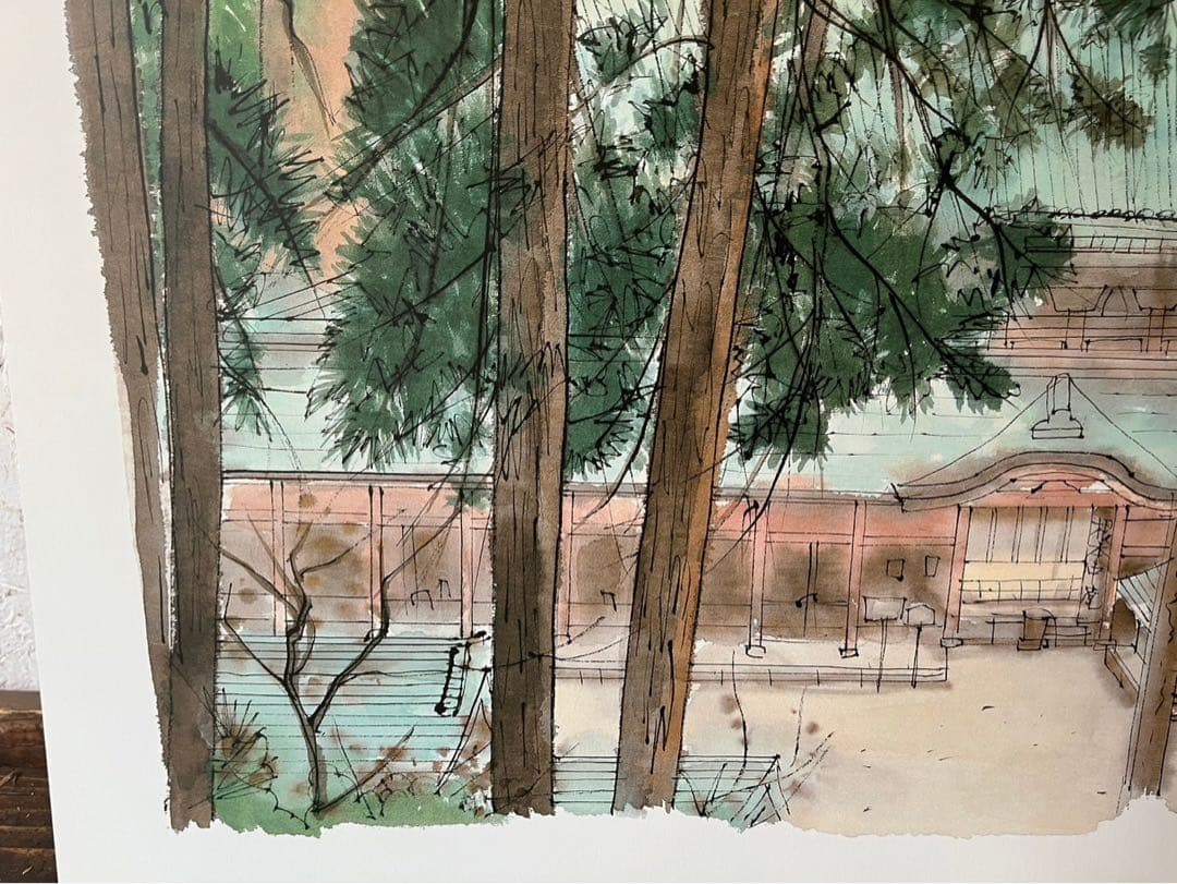 平山邦夫 素描画 平成洛中洛外図 寺 絵