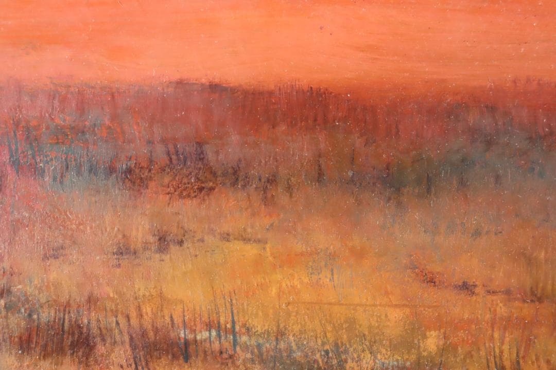 真作保証 西井義晃 「赤い風景」 油彩20号 自由美術協会会員