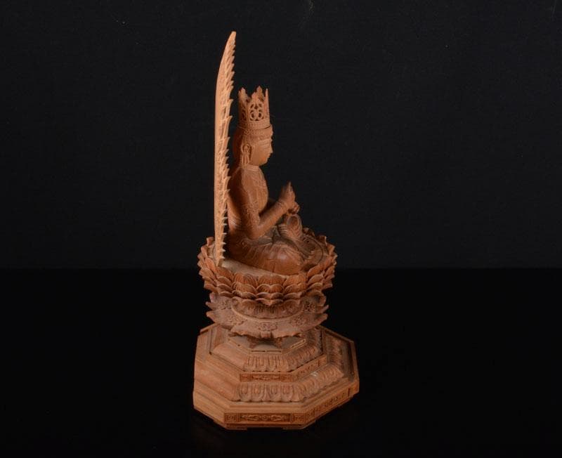 仏教美術 香木 白檀彫刻 観音菩薩像 仏像 置物 F R1904