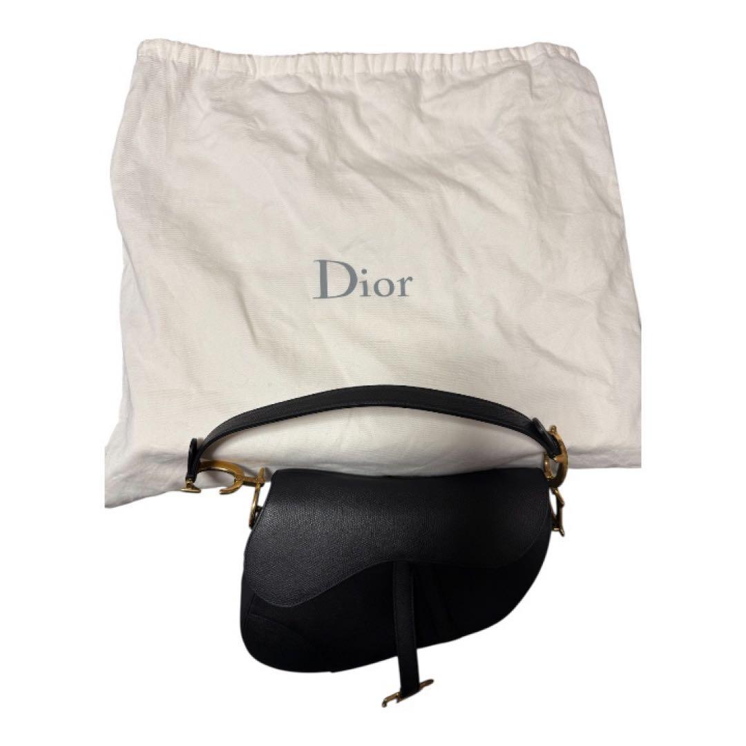 美品DIOR Saddle バッグ ミディアムグレインドカーフスキン　ブラック