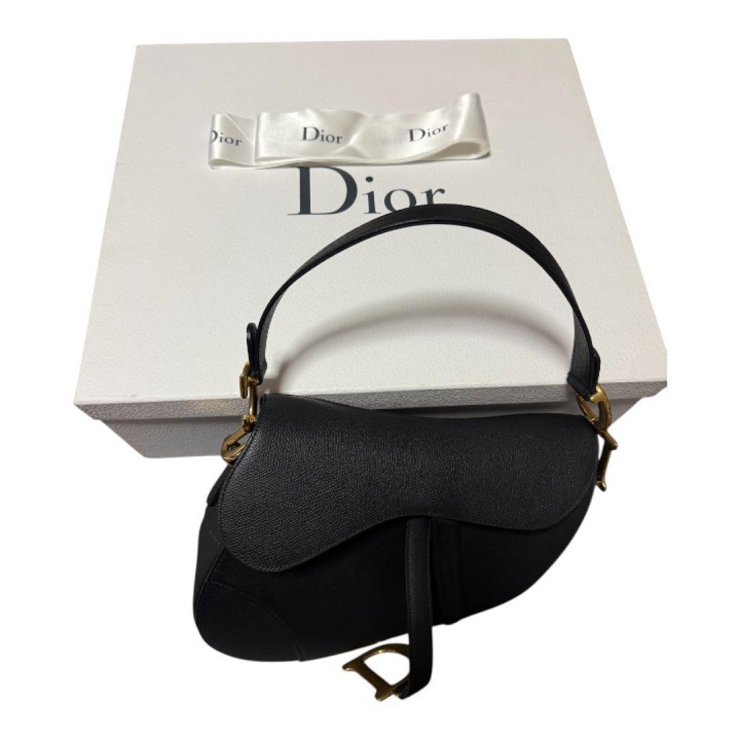 美品DIOR Saddle バッグ ミディアムグレインドカーフスキン　ブラック