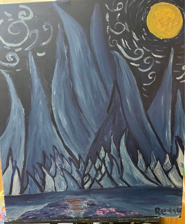 点描 抽象画 手書き肉筆