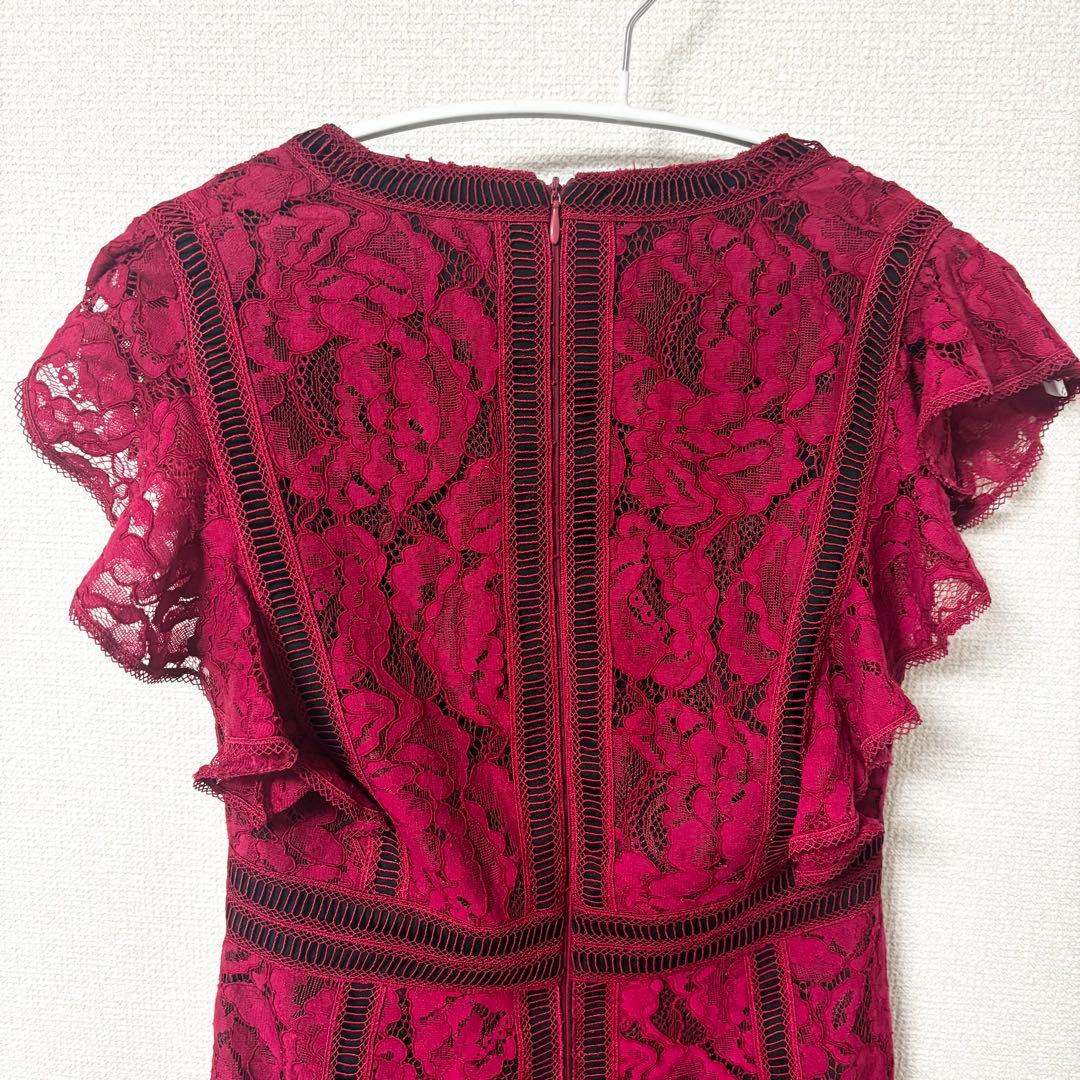 SETTANセッタン/総レースVネックAラインロングワンピースキャバドレス/2赤