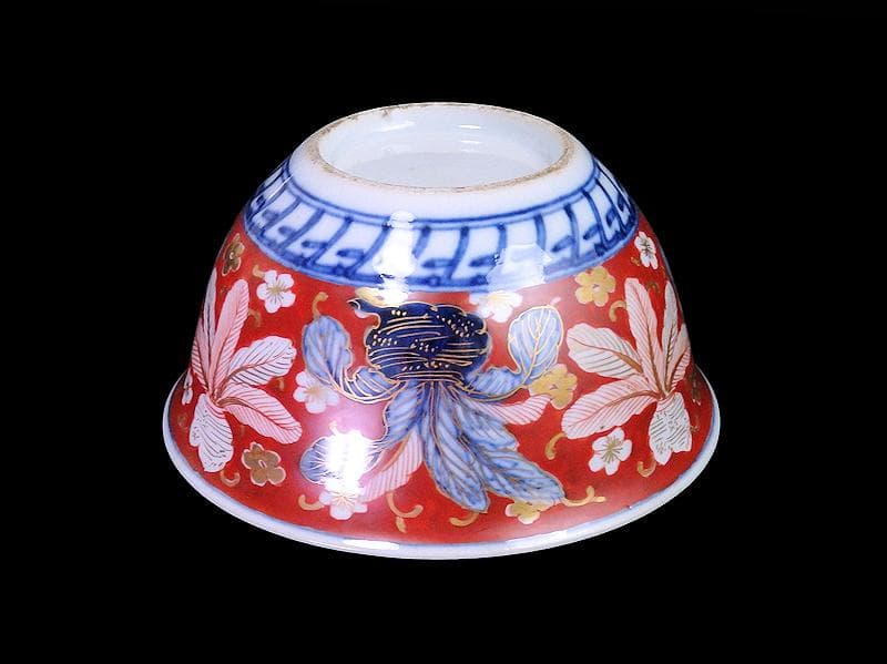 大聖寺伊万里 金襴手 梅に柘榴 蕪の図 大振向付 N974AS-CYz