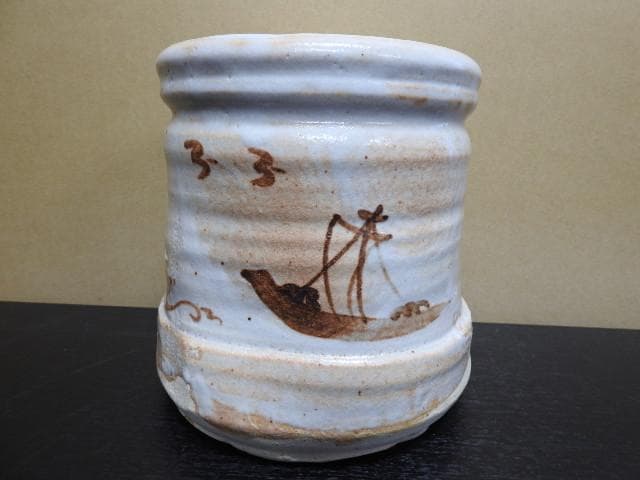 加藤弥右衛門 絵志野水指 尋牛斎箱書 共箱 MA166